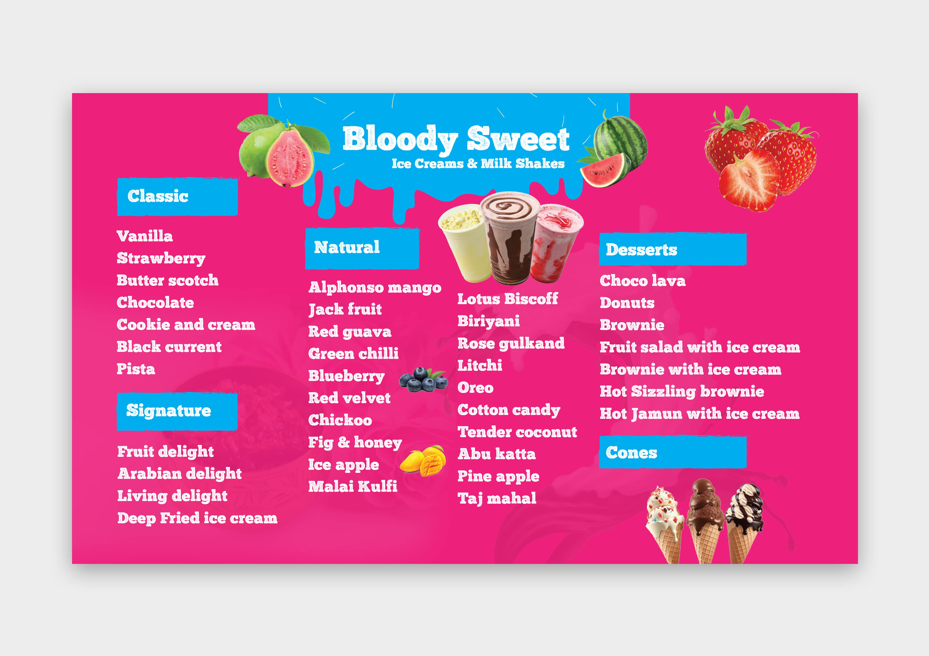 Ice Cream Menu